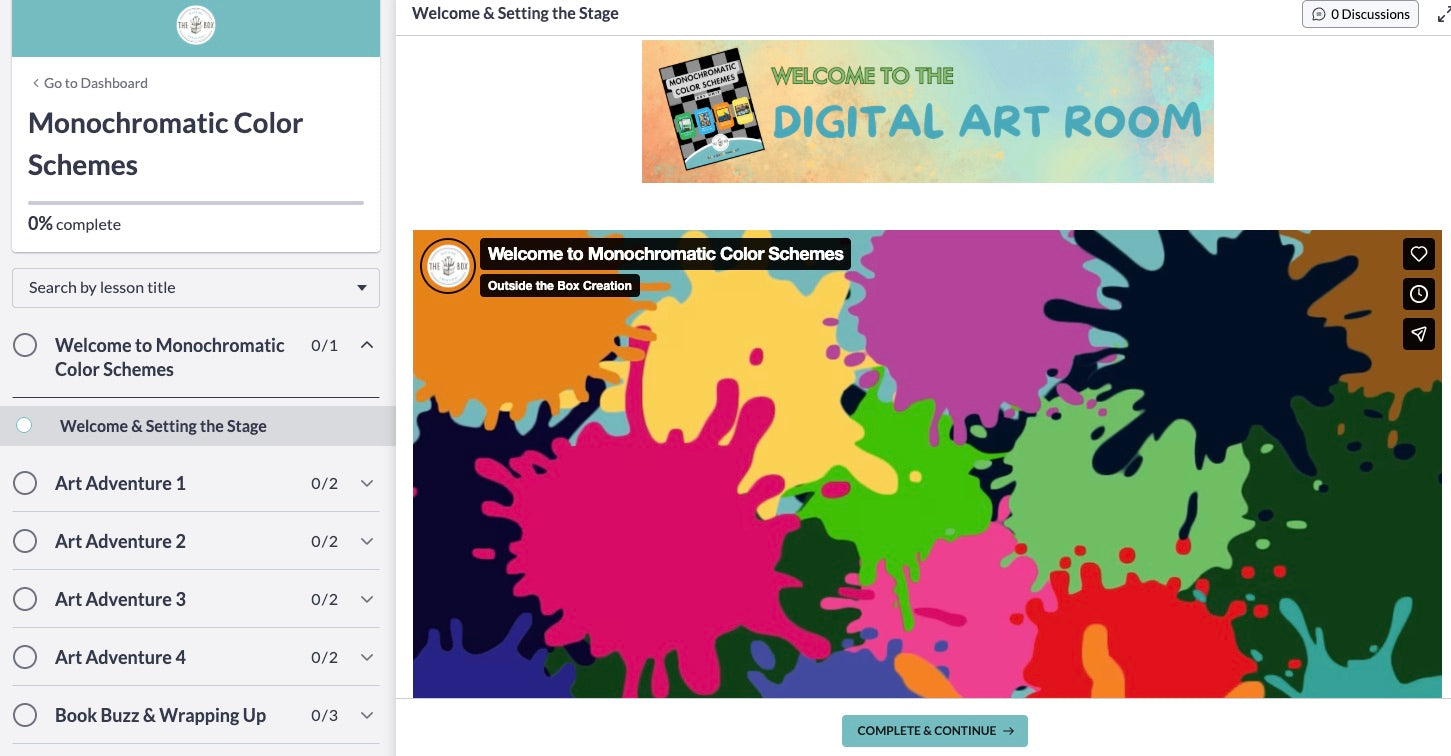 Monochromatic Color Schemes Art Box!