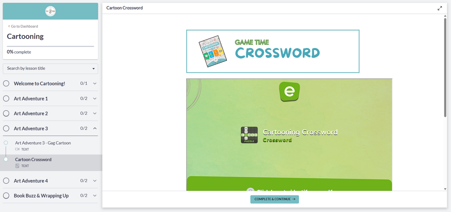Cartooning Digital Art Room Course