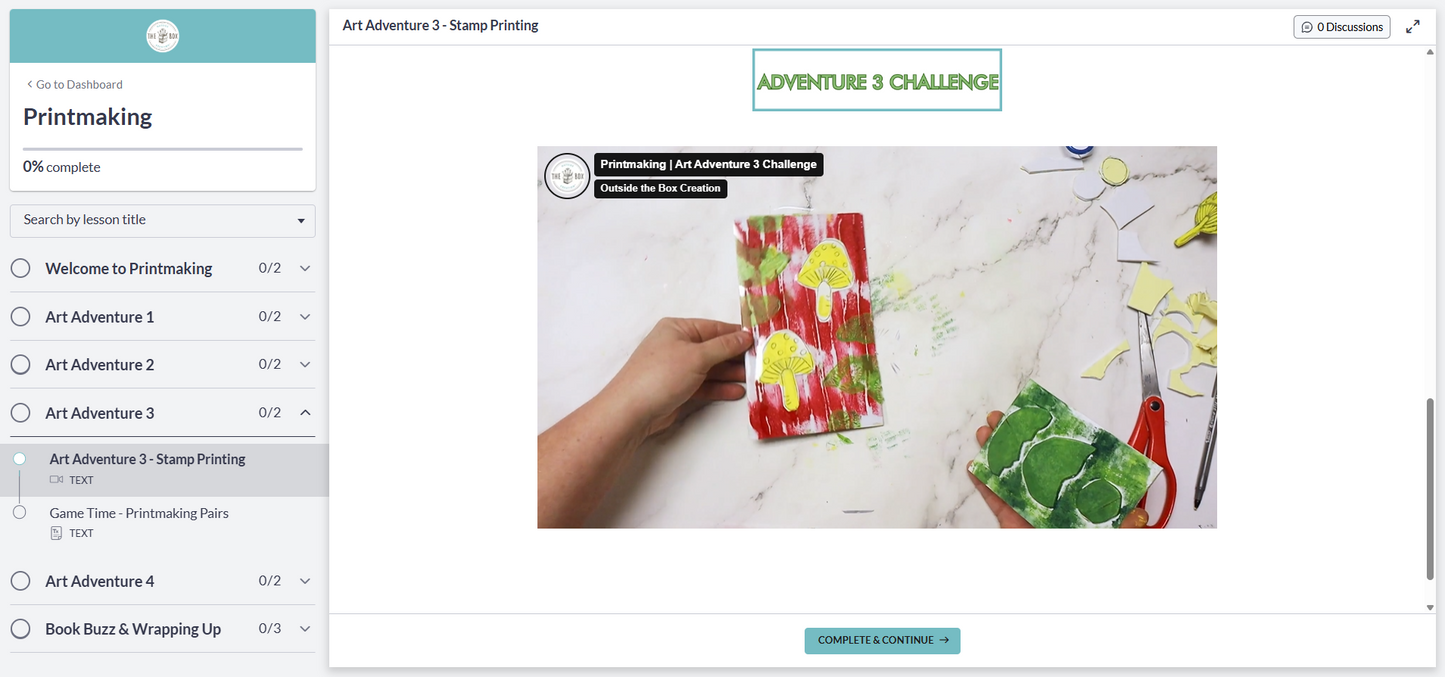 Preview of the printmaking digital art room featurin g adventure 3's stamp printmaking art.